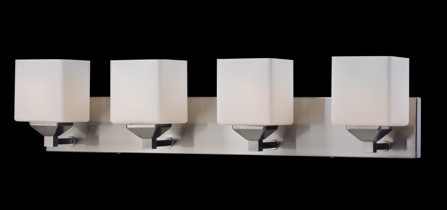 Four Light Vanity by Z-Lite - Quube Collection, Brushed Nickel Finish - 2104-4V