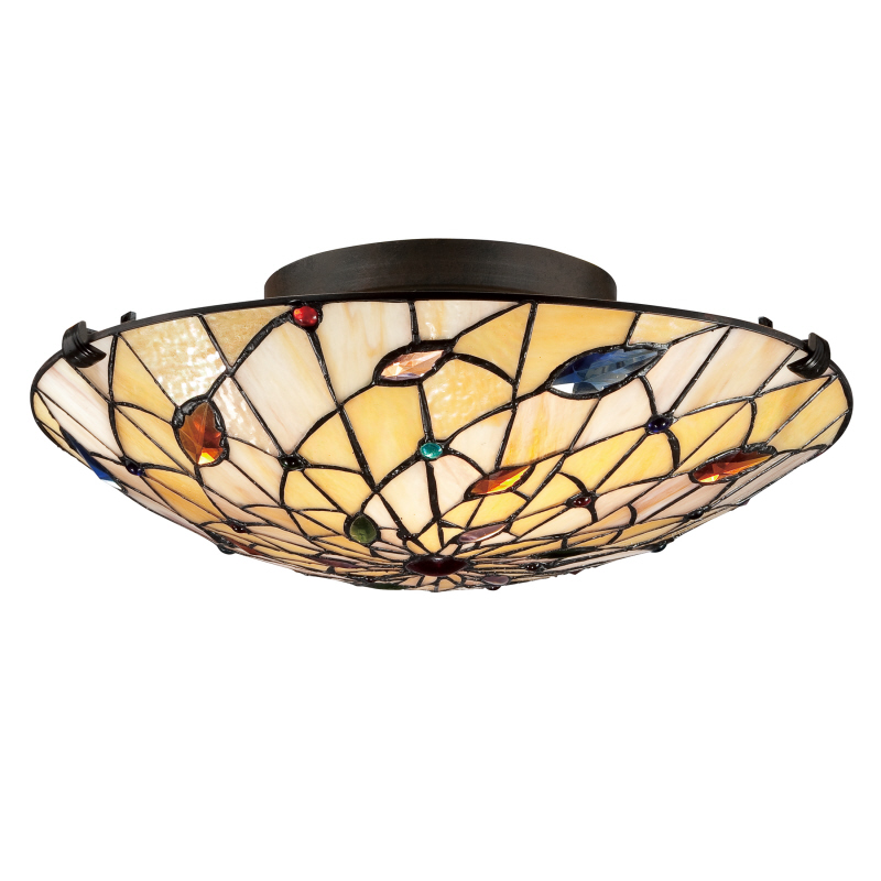 QZEL TF1409SVB VINTAGE BRONZE TIFFANY FLUSH MOUNT