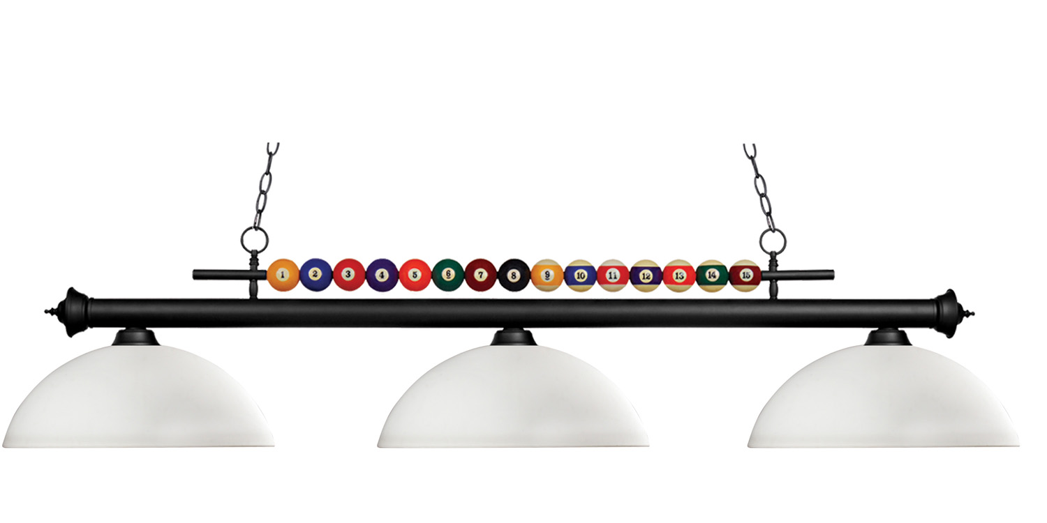 Three Light Billiard by Z-Lite - Shark Collection, Matte Black Finish - 170MB-DMO14