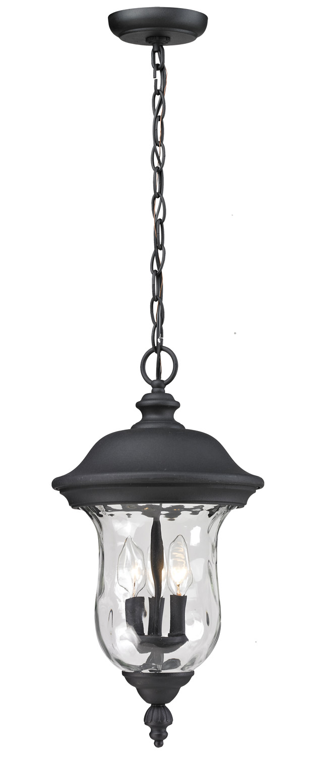 Three Light Outdoor Chain Mount Ceiling Fixture by Z-Lite - Armstrong Collection, Black Finish - 533CHB-BK