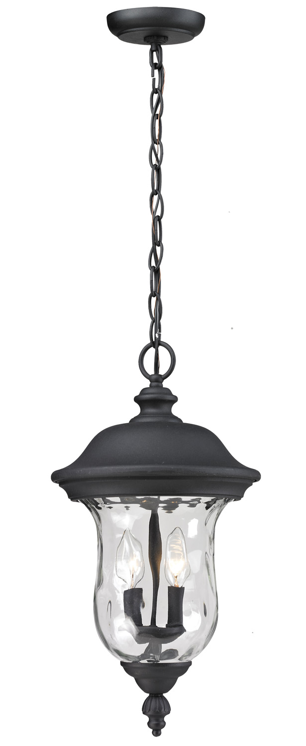 Two Light Outdoor Chain Mount Ceiling Fixture by Z-Lite - Armstrong Collection, Black Finish - 533CHM-BK