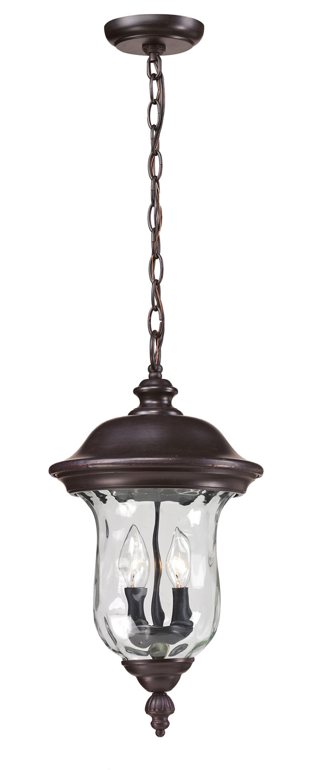 Two Light Outdoor Chain Mount Ceiling Fixture by Z-Lite - Armstrong Collection, Bronze Finish - 533CHM-RBRZ