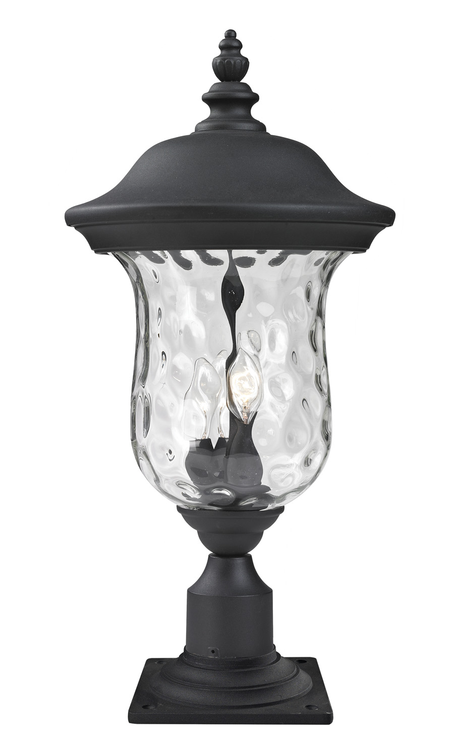 Three Light Outdoor Pier Mounted Fixture by Z-Lite - Armstrong Collection, Black Finish - 533PHB-533PM-BK
