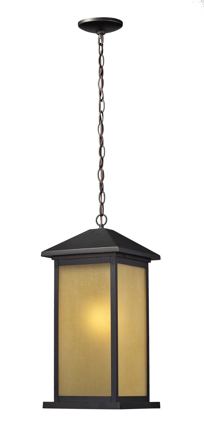 One Light Outdoor Chain Mount Ceiling Fixture by Z-Lite - Vienna Collection, Oil Rubbed Bronze Finish - 548CHB-ORB