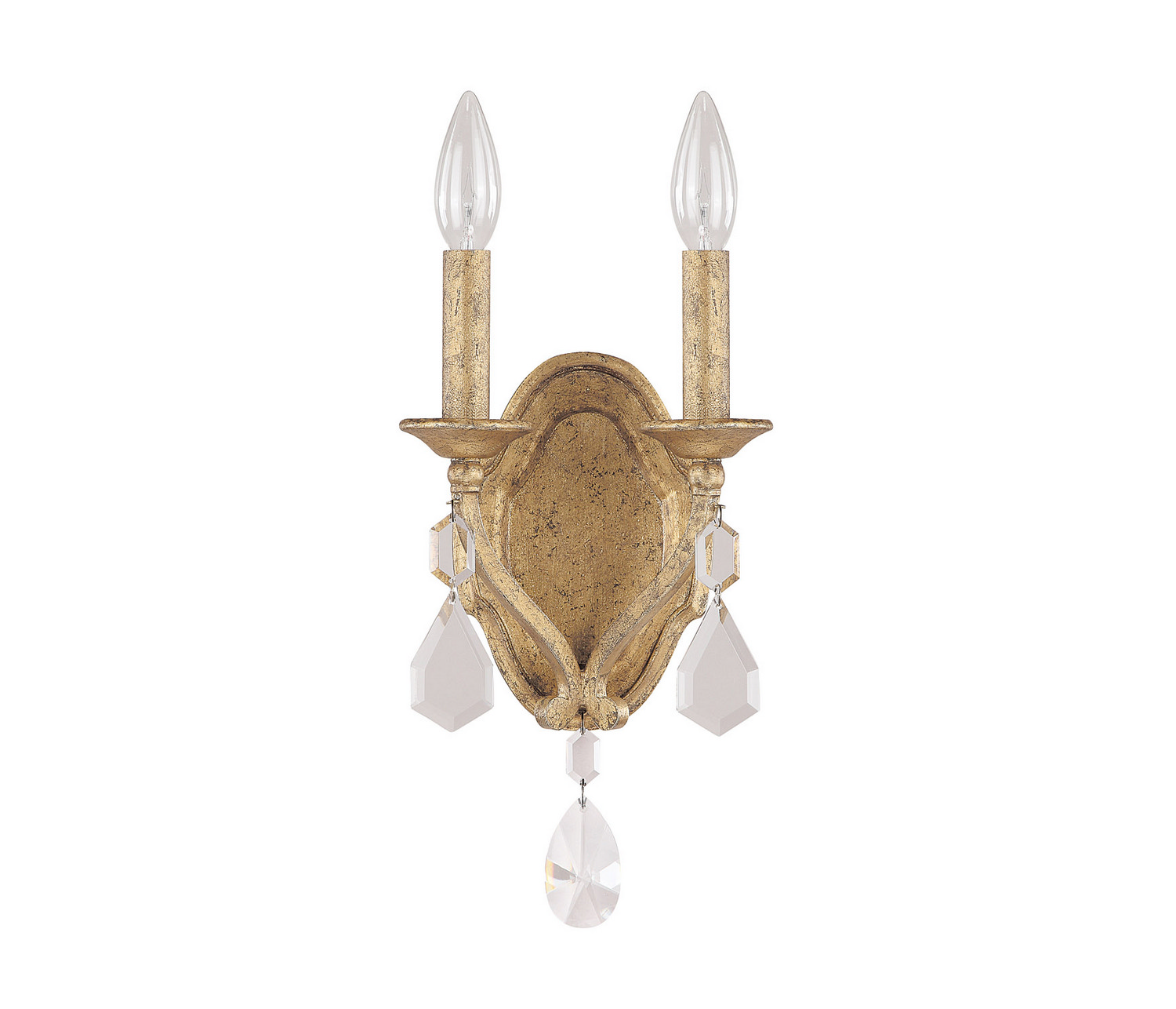 Capital Lighting Blakely Two Light Wall Sconce in Antique Gold - 1617AG-CR
