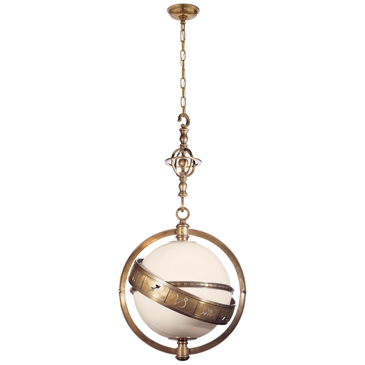 Visual Comfort Signature Zodiac Two Light Lantern in Antique-Burnished Brass - CHC 2112AB-WG