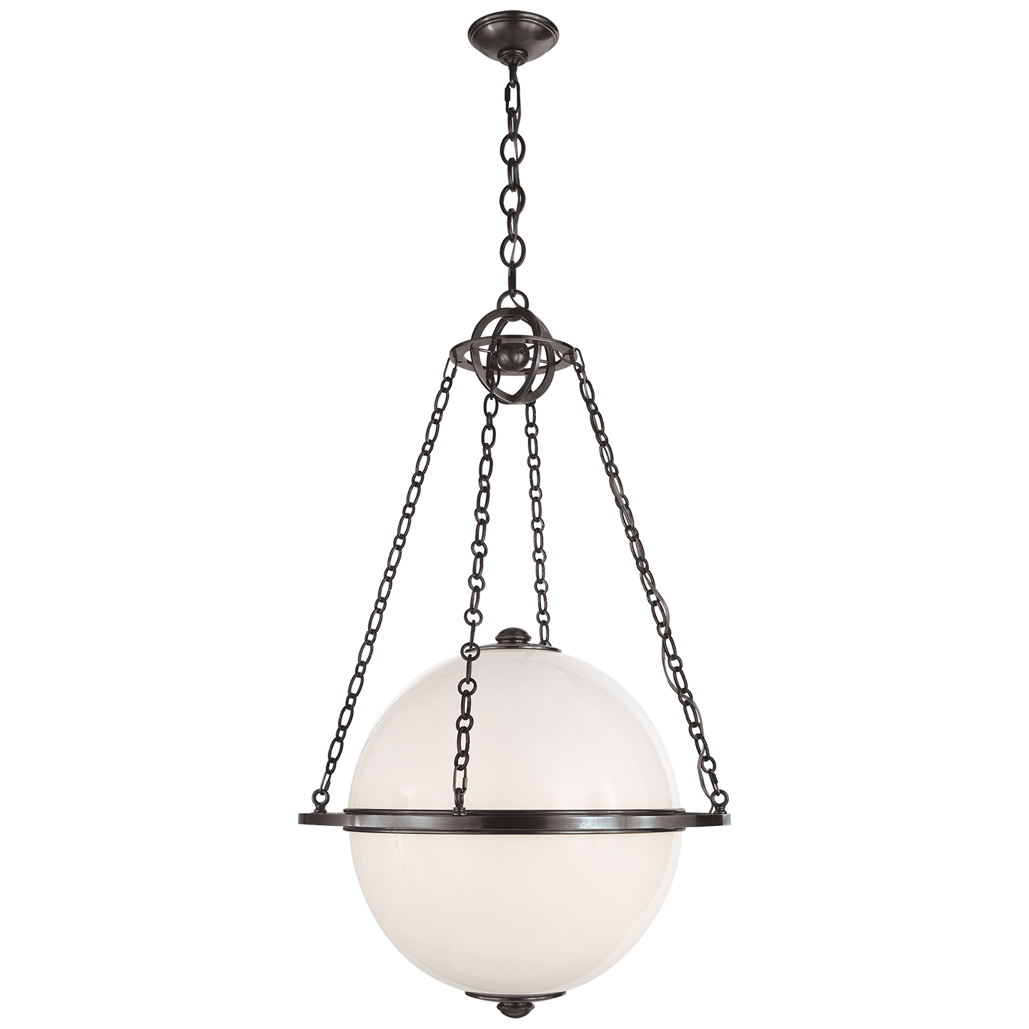 Visual Comfort Signature Modern Globe Two Light Lantern in Bronze - CHC 2135BZ-WG