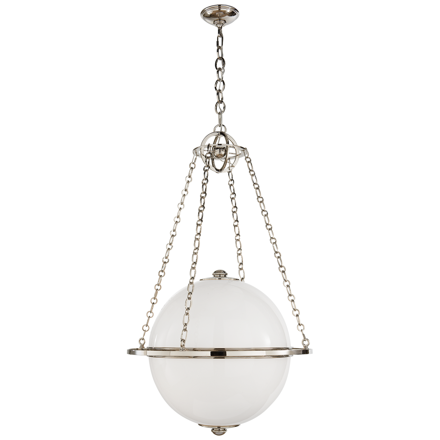 Visual Comfort Signature Modern Globe Two Light Lantern in Polished Nickel - CHC 2135PN-WG