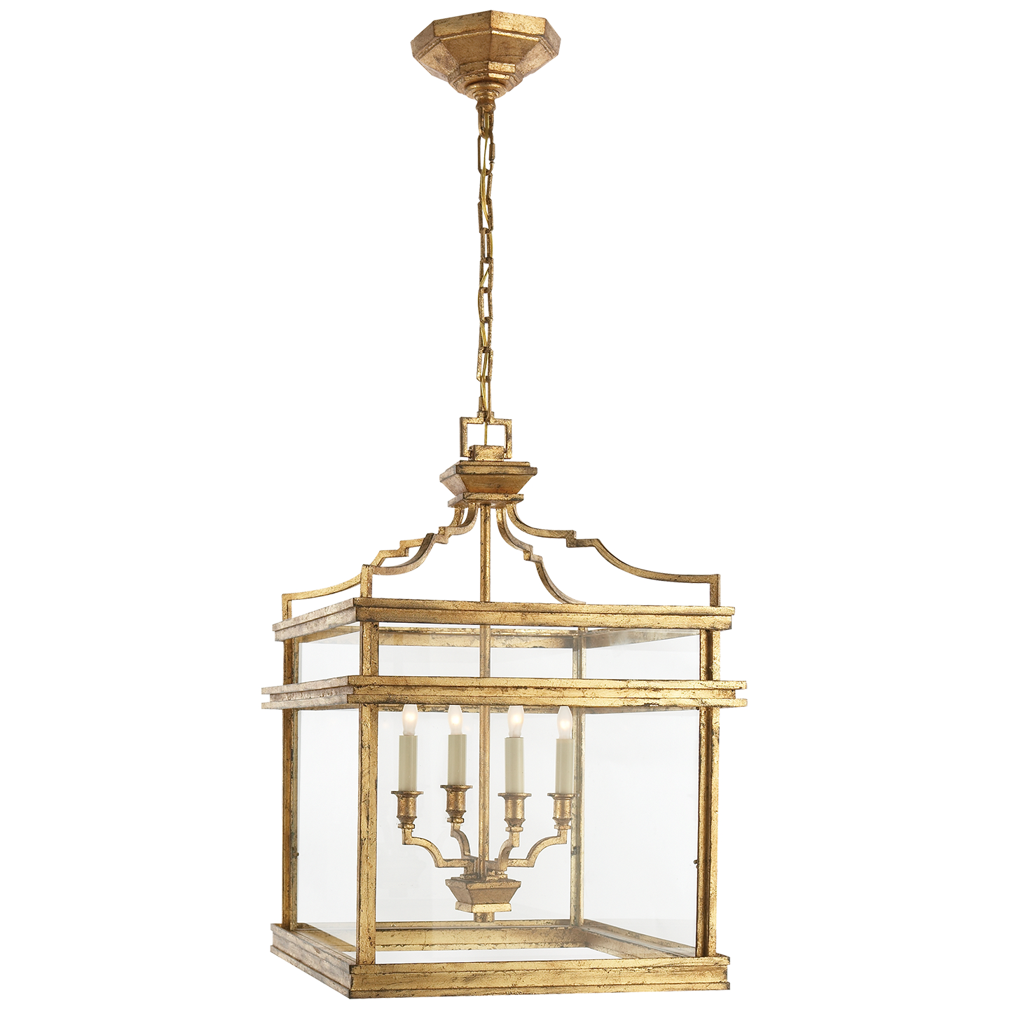 Visual Comfort Signature Mykonos Four Light Lantern in Gilded Iron - CHC 2161GI