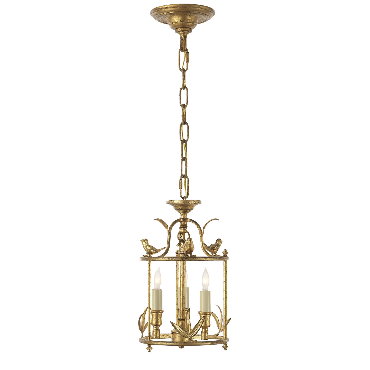 Visual Comfort Signature Diego Three Light Lantern in Gilded Iron - CHC 3109GI
