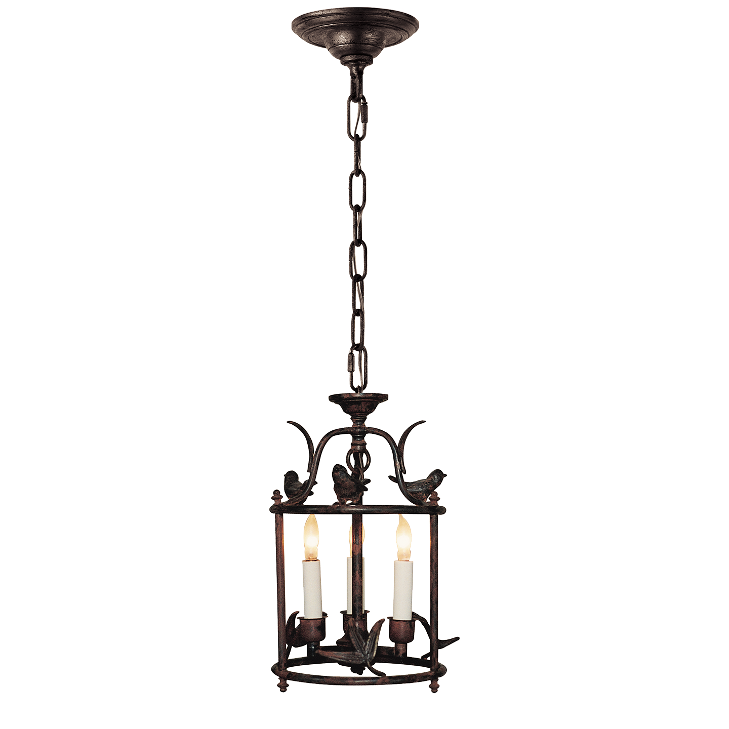 Visual Comfort Signature Diego Three Light Lantern in Hand Painted Rust Finish - CHC 3109R