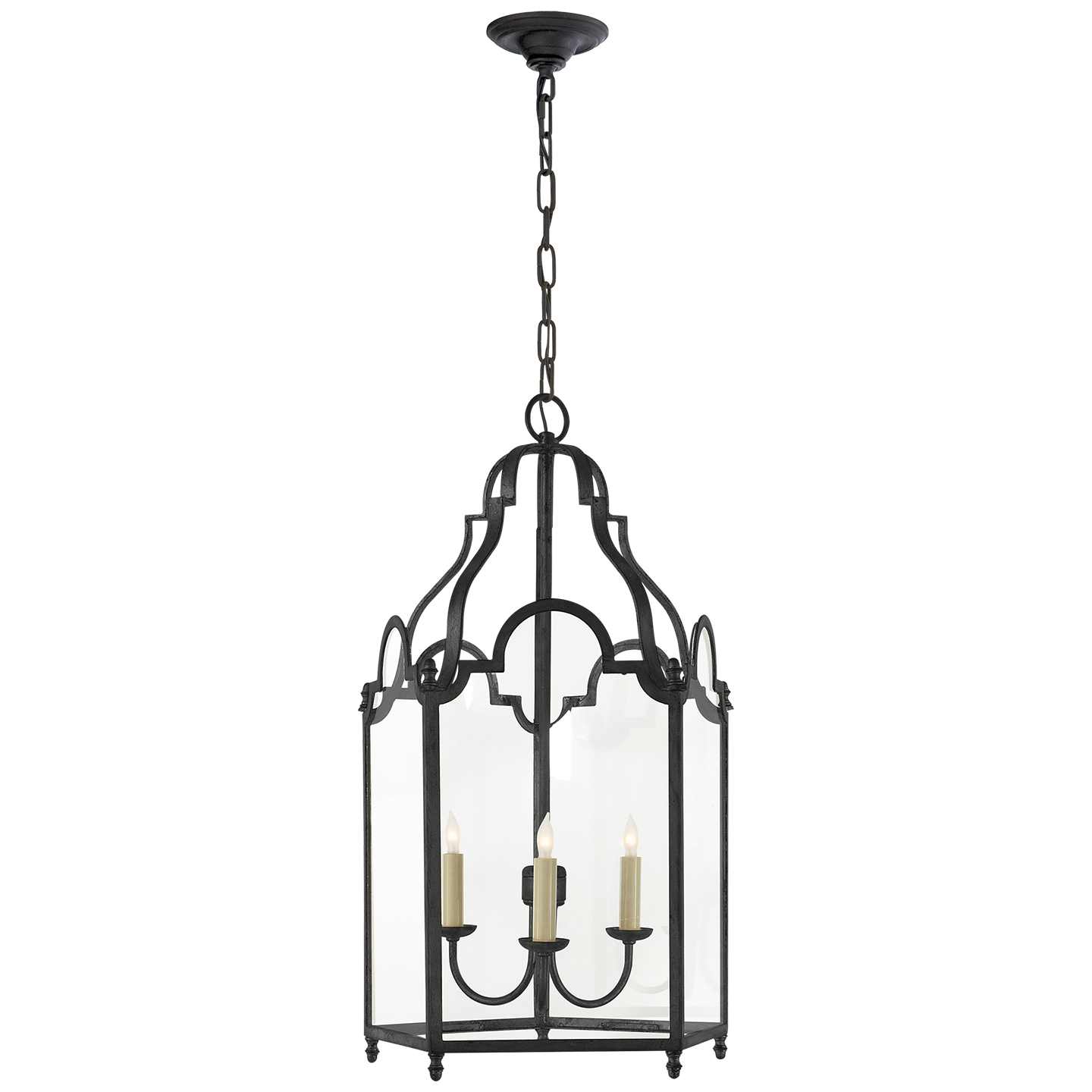 Visual Comfort Signature French Market Three Light Lantern in Blackened Rust - CHC 3414BR