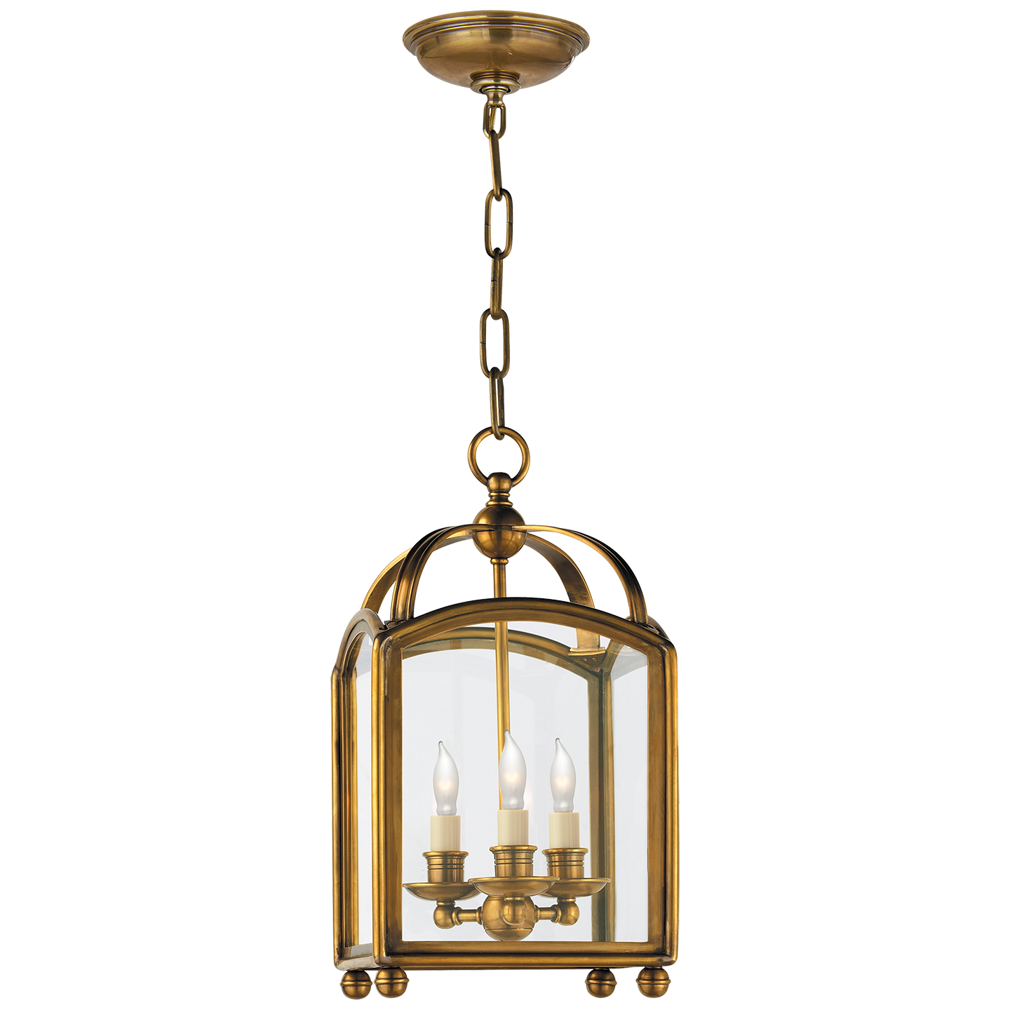 Visual Comfort Signature Arch Top Three Light Lantern in Antique-Burnished Brass - CHC 3420AB