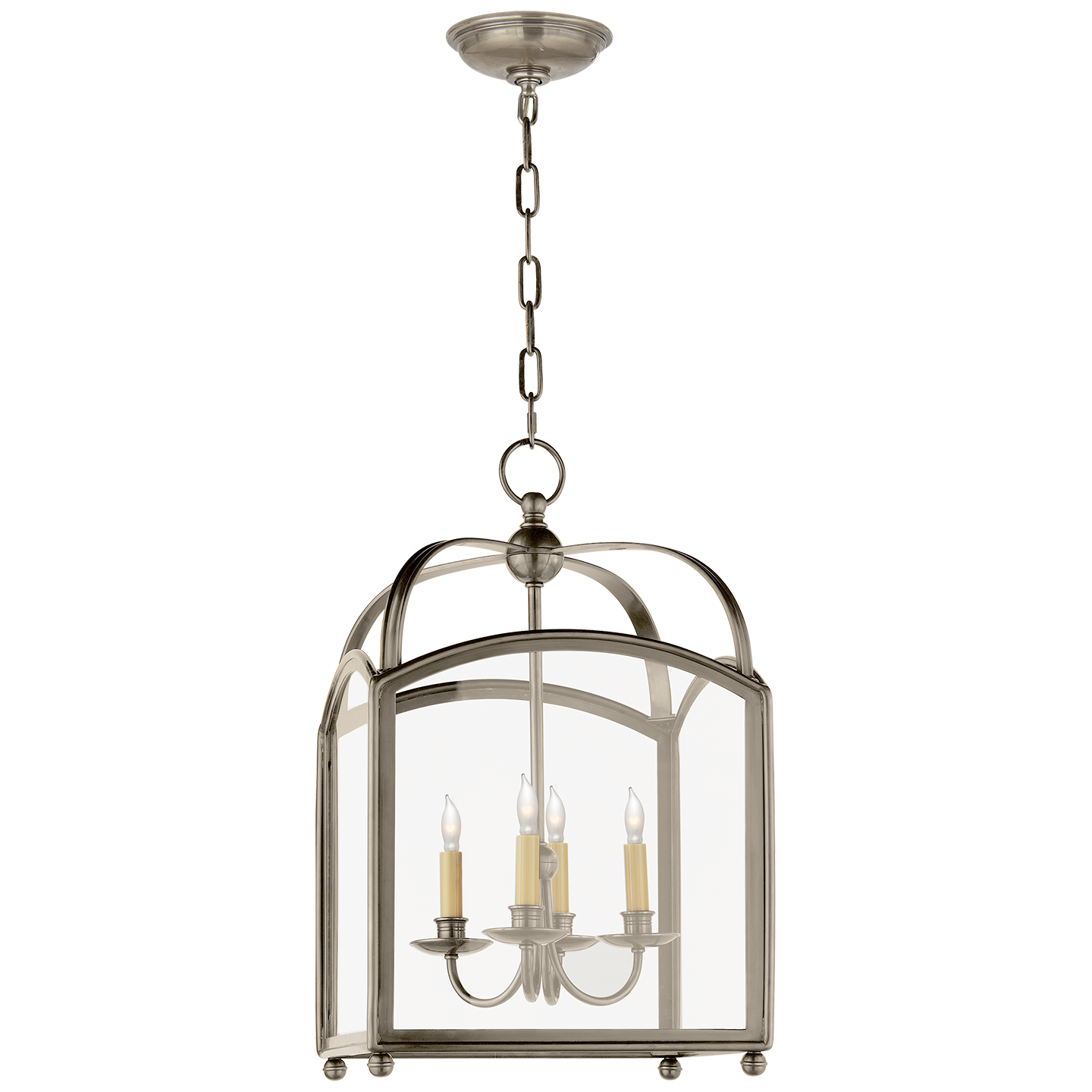 Visual Comfort Signature Arch Top Four Light Lantern in Antique Nickel - CHC 3421AN