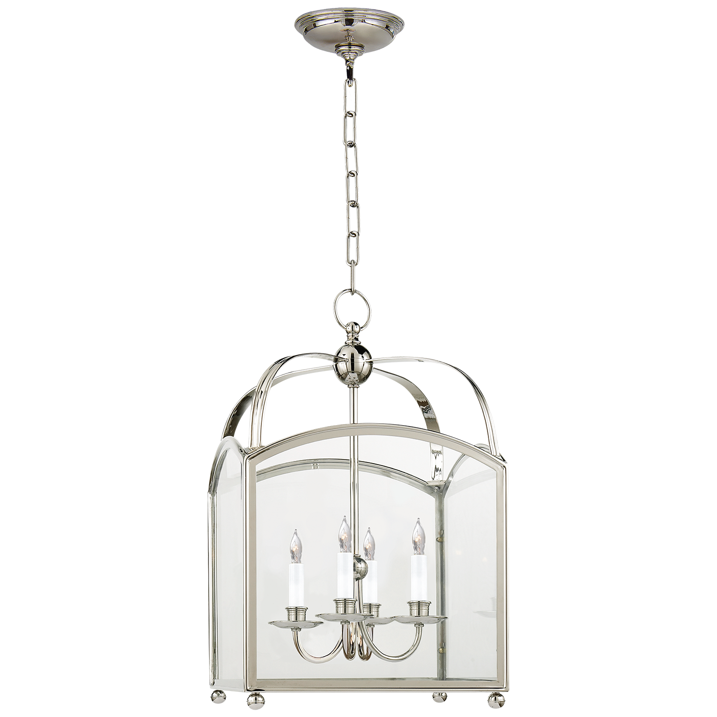 Visual Comfort Signature Arch Top Four Light Lantern in Polished Nickel - CHC 3421PN