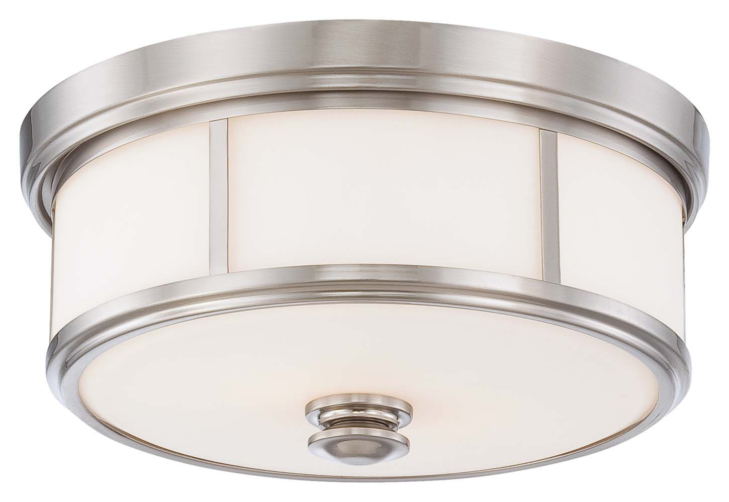 MINK 4365-84 BRUSHED NICKEL  ETCHED OPAL GLASS FLUSH MOUNT CEILING 2 60A 13 1/2"D X 6 1/2" H  