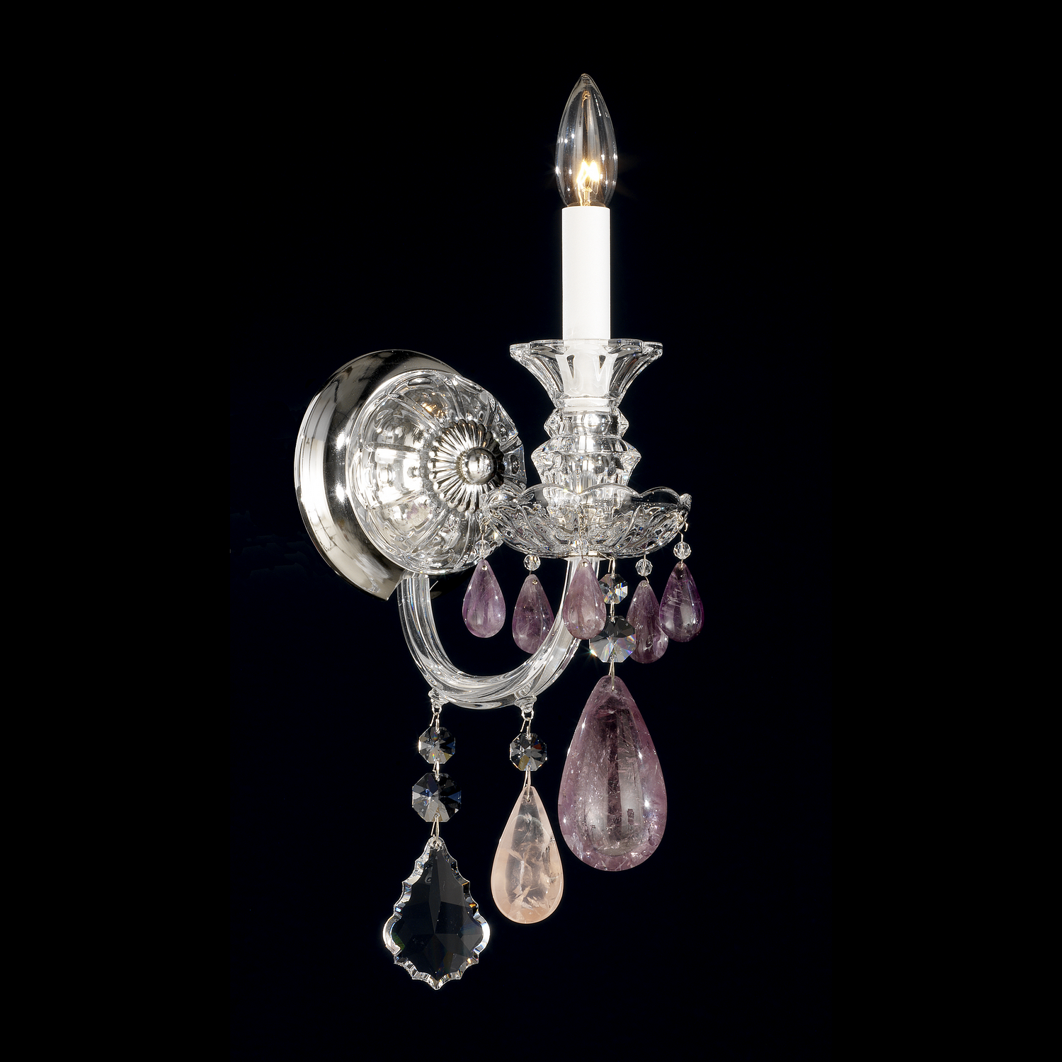 Hamilton Rock Crystal 1Light Wall Sconce in Silver