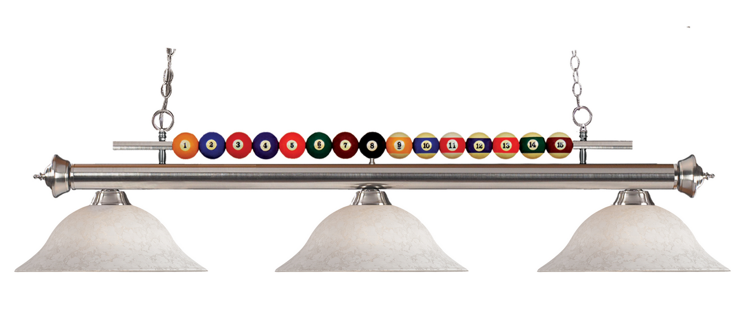 Three Light Billiard by Z-Lite - Shark Collection, Brushed Nickel Finish - 170BN-WM16