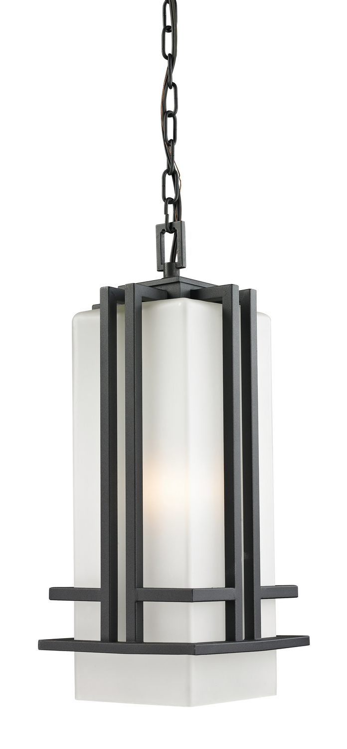 One Light Outdoor Chain Mount Ceiling Fixture by Z-Lite - Abbey Collection, Black Finish - 549CHB-BK