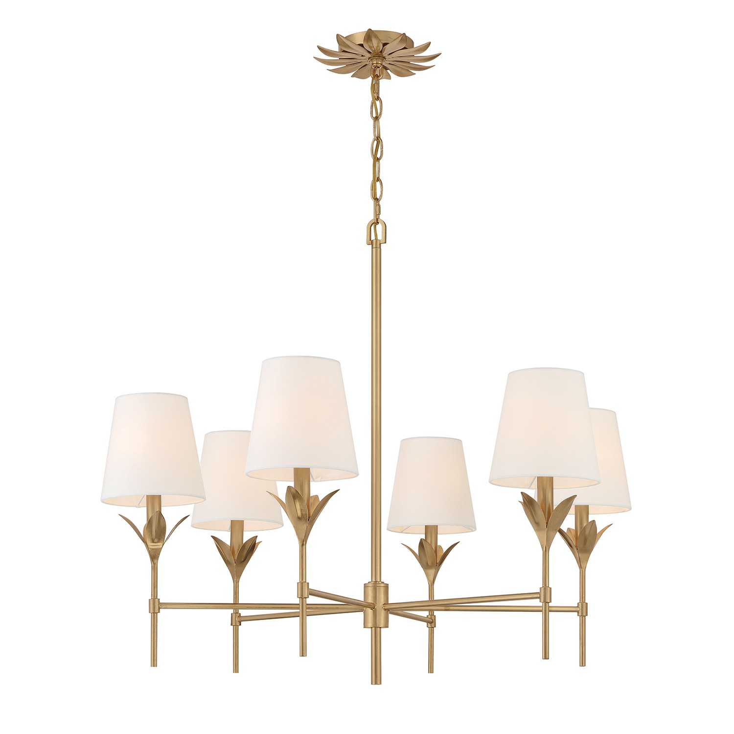 Six Light Chandelier by Crystorama - Broche Collection, Antique Gold Finish - 568-GA