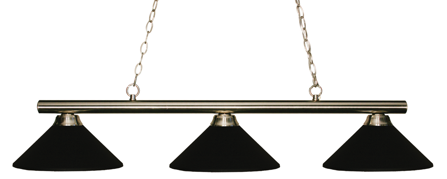 Three Light Billiard by Z-Lite - Sharp Shooter Collection, Brushed Nickel Finish - 155-3BN-MMB