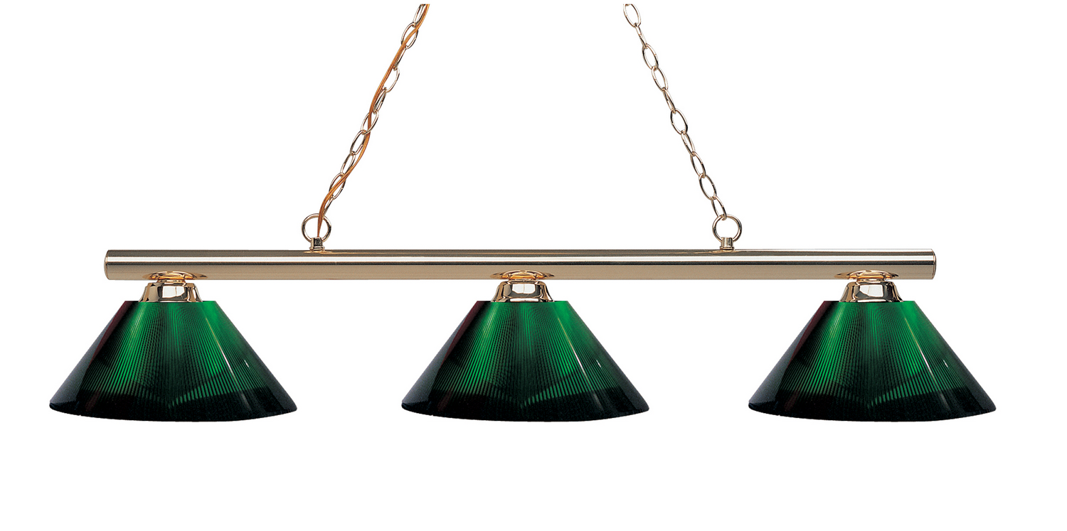 Three Light Billiard by Z-Lite - Sharp Shooter Collection, Polished Brass Finish - 155-3PB-ARG