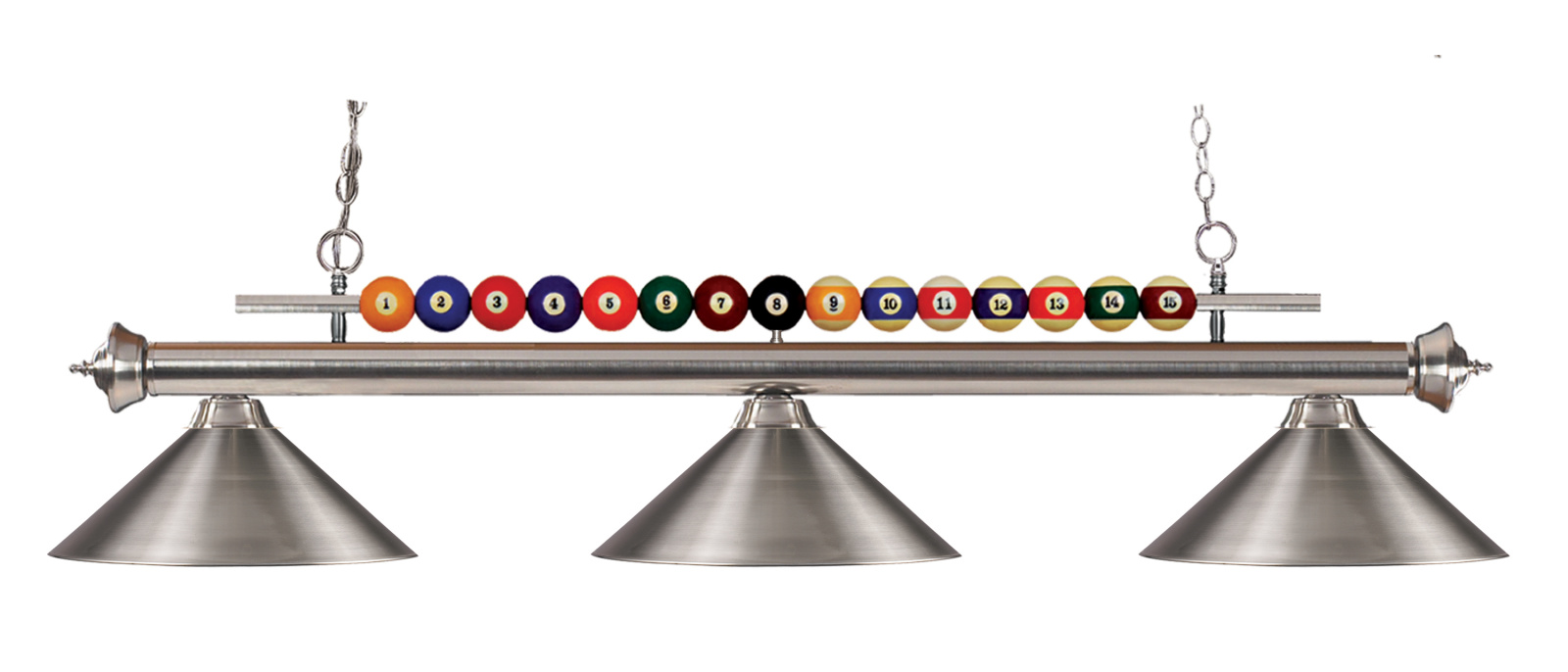 Three Light Billiard by Z-Lite - Shark Collection, Brushed Nickel Finish - 170BN-MBN