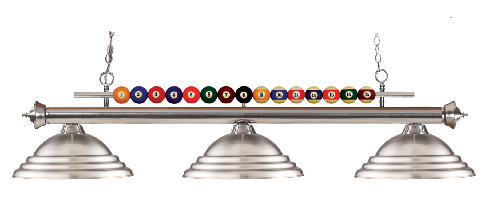 Three Light Billiard by Z-Lite - Shark Collection, Brushed Nickel Finish - 170BN-SBN