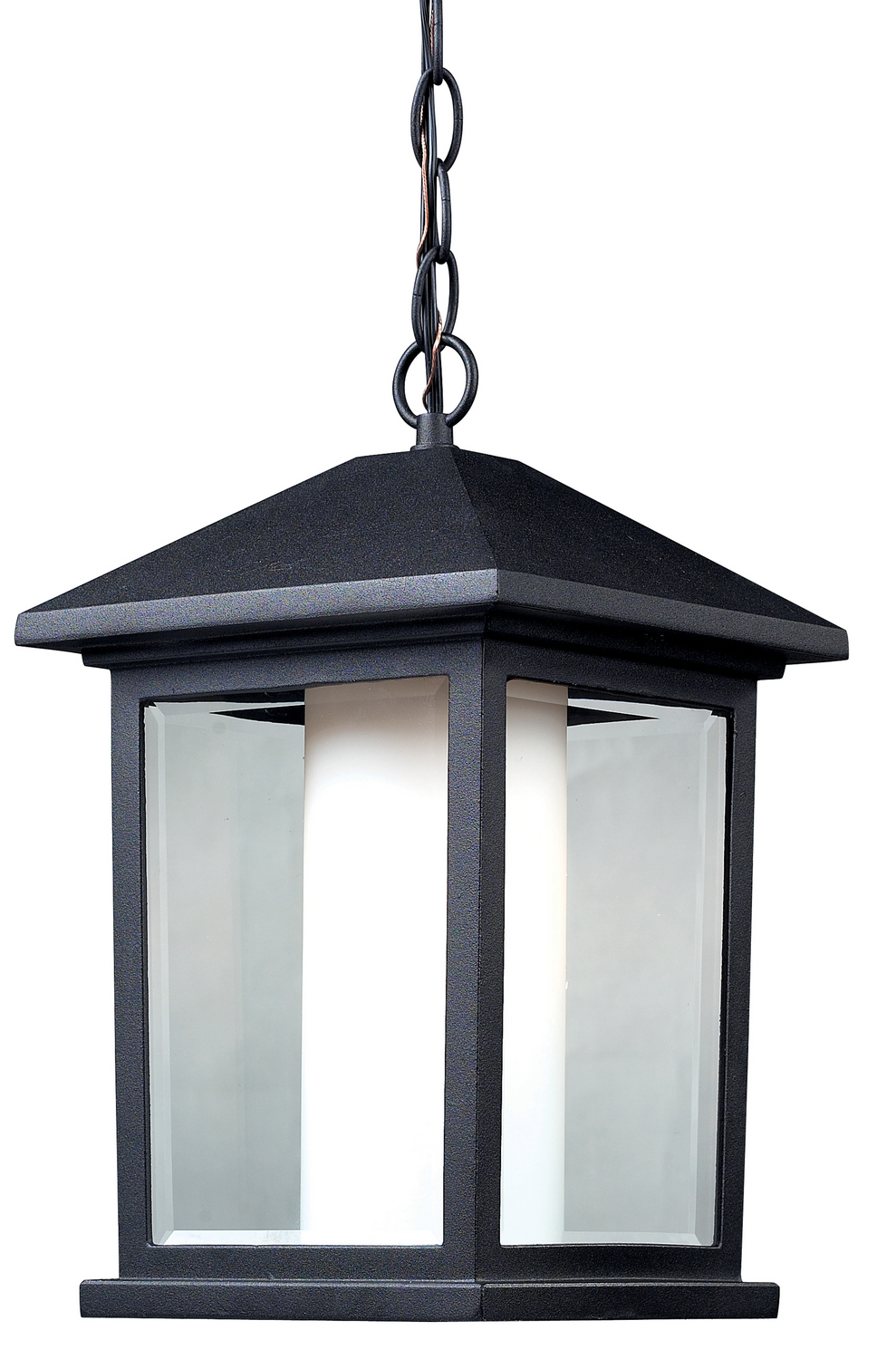 One Light Outdoor Chain Mount Ceiling Fixture by Z-Lite - Mesa Collection, Black Finish - 523CHB