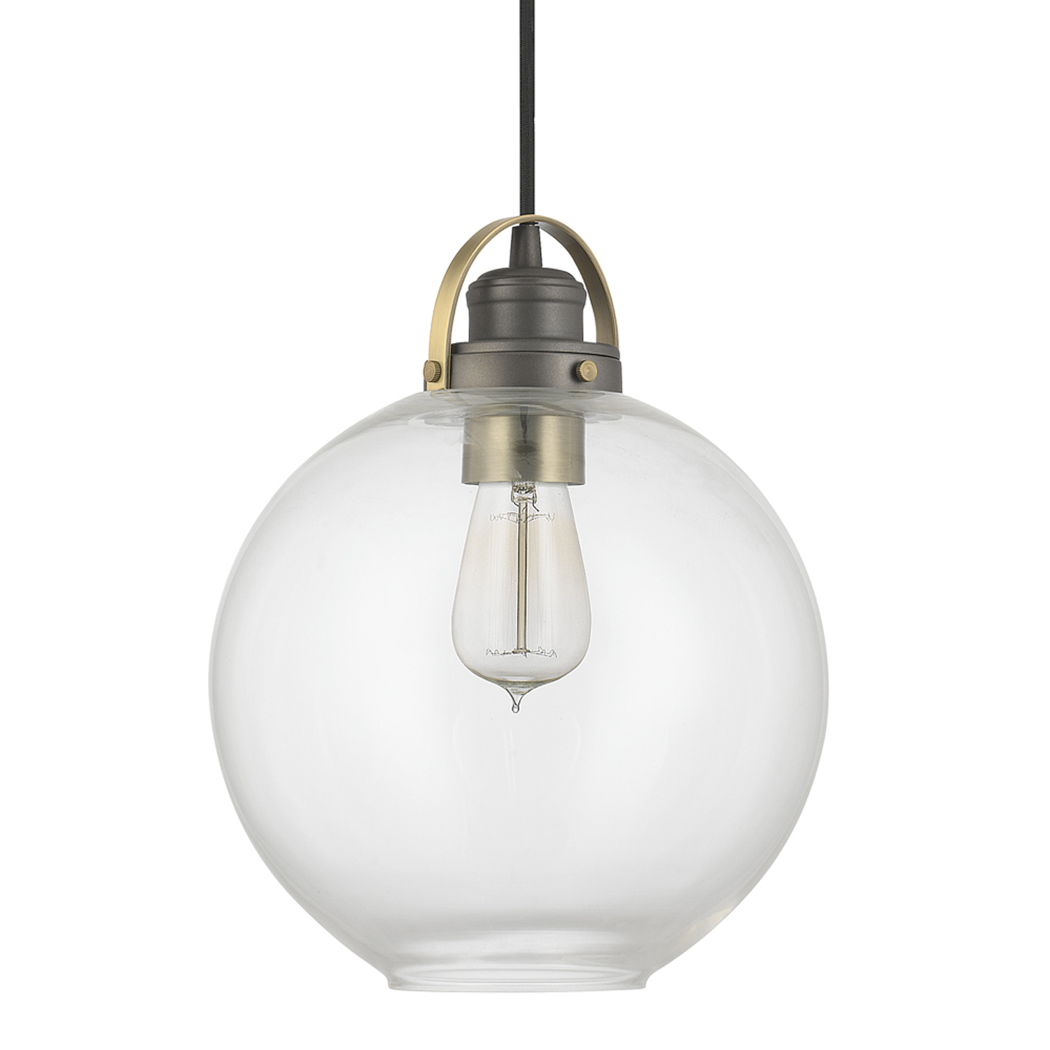 Capital Lighting Dean One Light Pendant in Graphite and Aged Brass - 4641GA-136