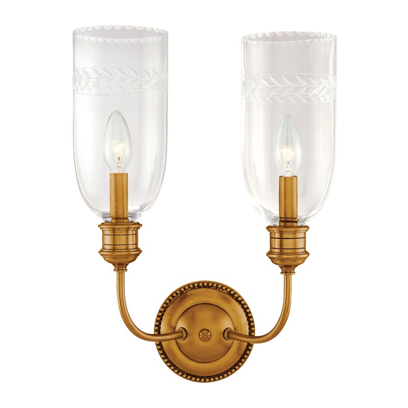 Hudson Valley Lafayette Two Light Wall Sconce in Aged Brass - 292-AGB