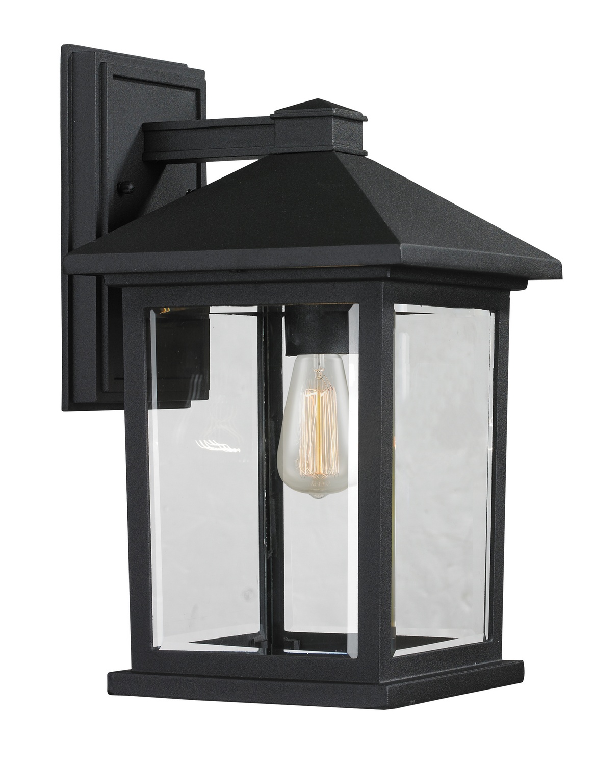 One Light Outdoor Wall Light by Z-Lite - Portland Collection, Black Finish - 531M-BK