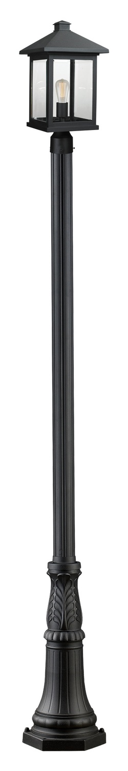 One Light Outdoor Post Mounted Fixture by Z-Lite - Portland Collection, Black Finish - 531PHBR-518P-BK