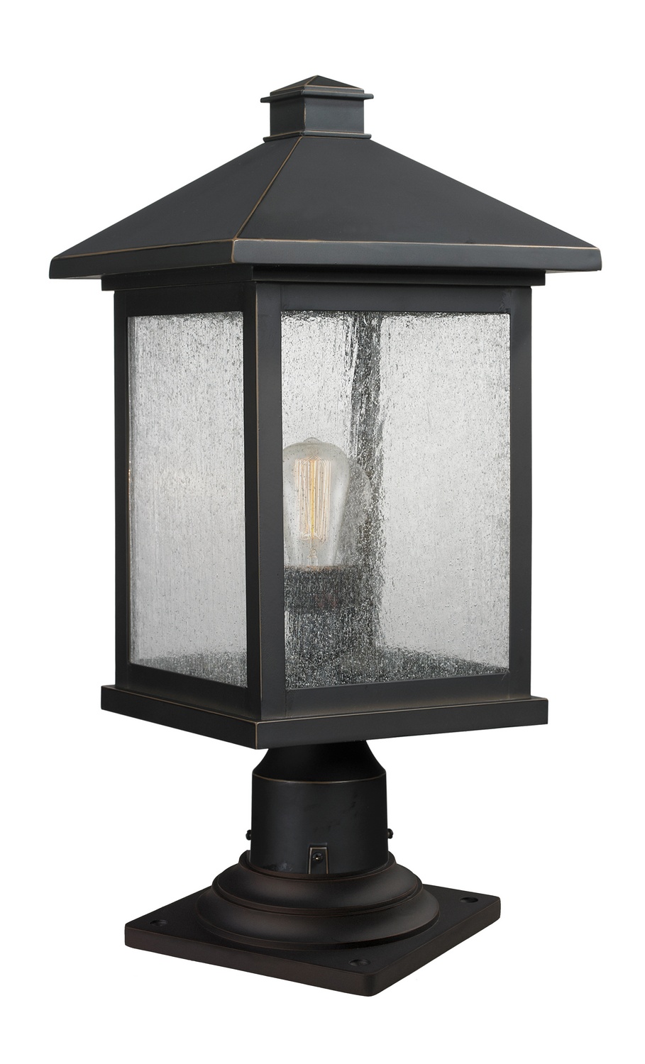 One Light Outdoor Pier Mounted Fixture by Z-Lite - Portland Collection, Oil Rubbed Bronze Finish - 531PHBR-533PM-ORB