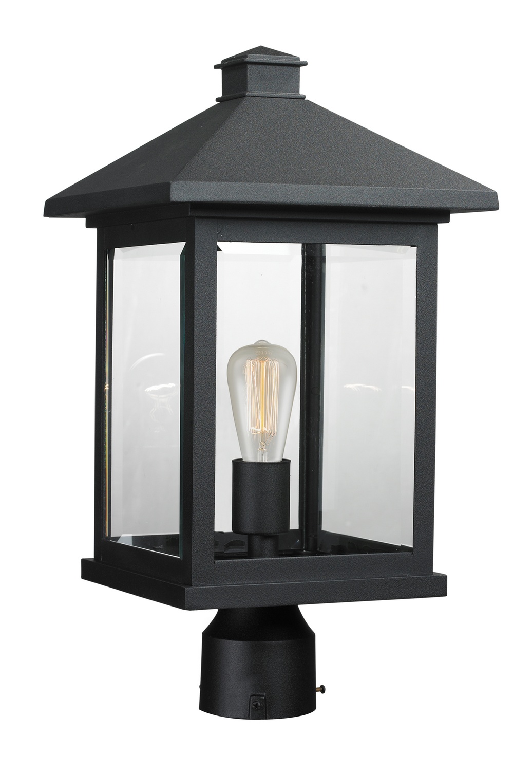 One Light Outdoor Post Mount Fixture by Z-Lite - Portland Collection, Black Finish - 531PHBR-BK