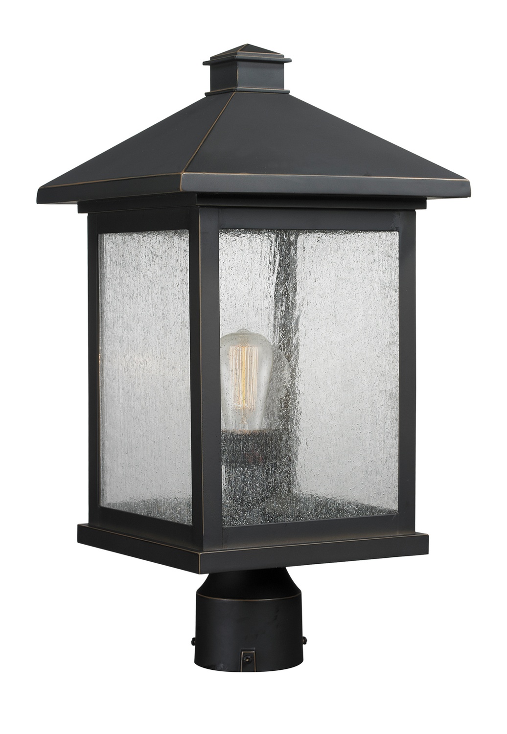 One Light Outdoor Post Mount Fixture by Z-Lite - Portland Collection, Oil Rubbed Bronze Finish - 531PHBR-ORB