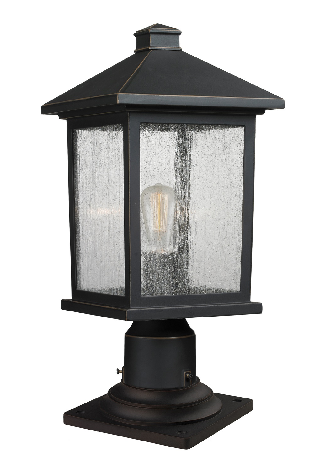 One Light Outdoor Pier Mounted Fixture by Z-Lite - Portland Collection, Oil Rubbed Bronze Finish - 531PHMR-533PM-ORB