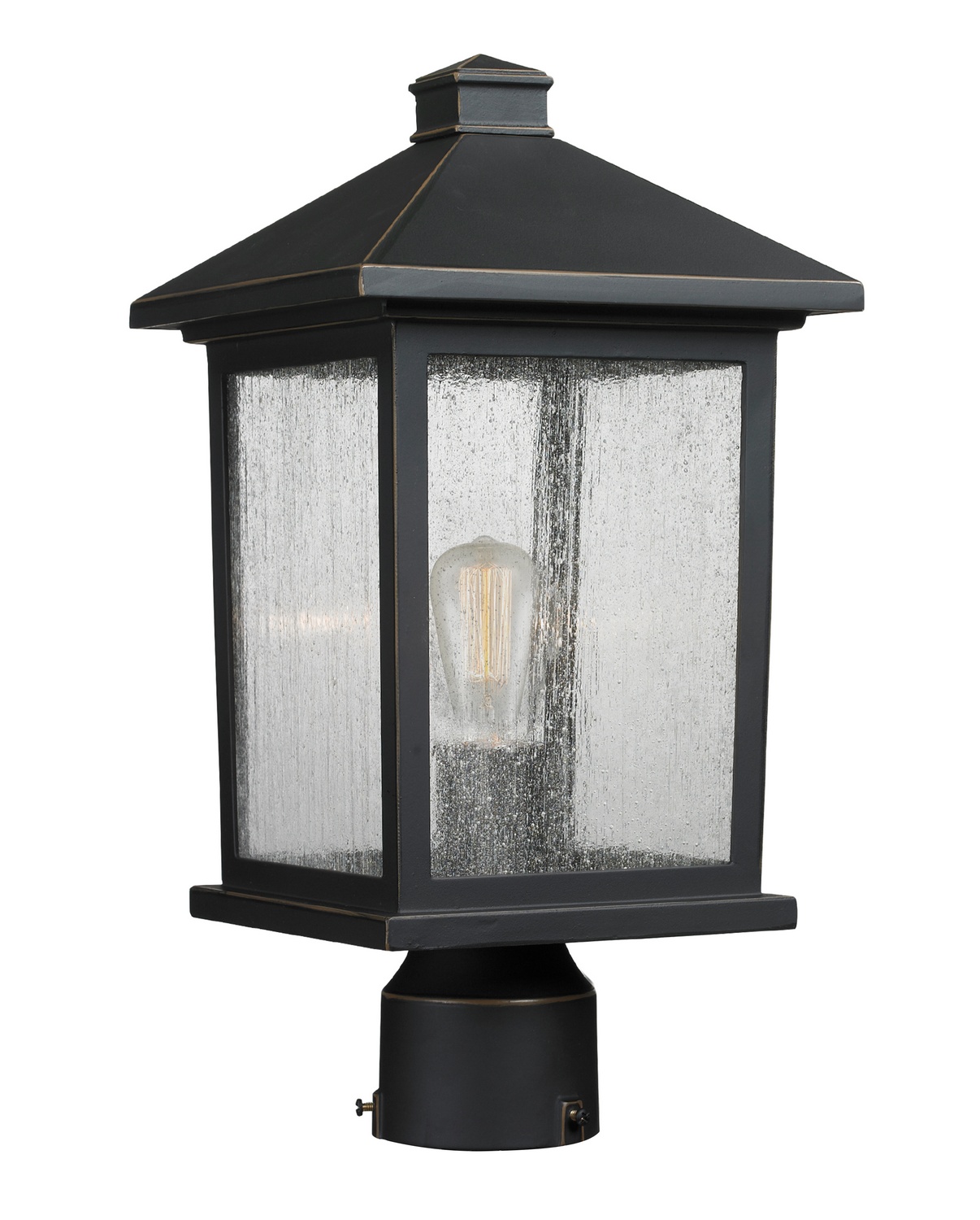 One Light Outdoor Post Mount Fixture by Z-Lite - Portland Collection, Oil Rubbed Bronze Finish - 531PHMR-ORB