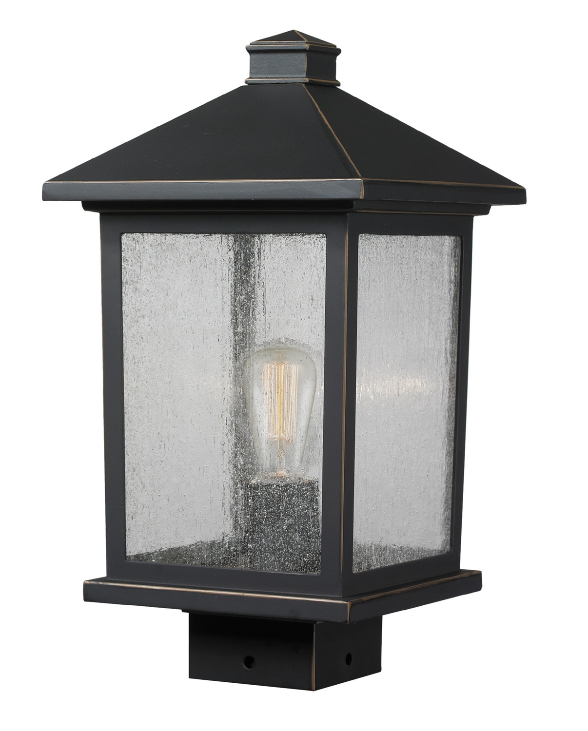 One Light Outdoor Post Mount Fixture by Z-Lite - Portland Collection, Oil Rubbed Bronze Finish - 531PHMS-ORB