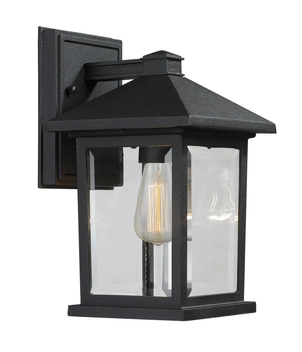 One Light Outdoor Wall Light by Z-Lite - Portland Collection, Black Finish - 531S-BK