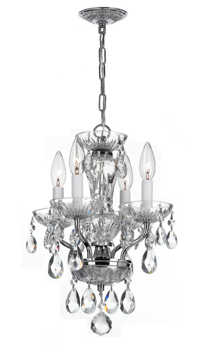 Four Light Mini Chandelier by Crystorama - Welton Collection, Polished Chrome Finish - 5534-CH-CL-MWP