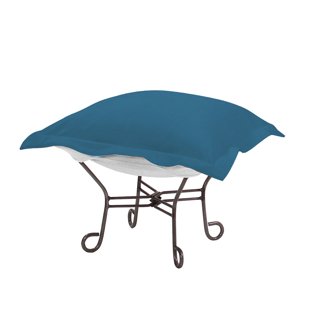 Howard Elliott Patio Collection Puff Ottoman in Titanium - Q510-298