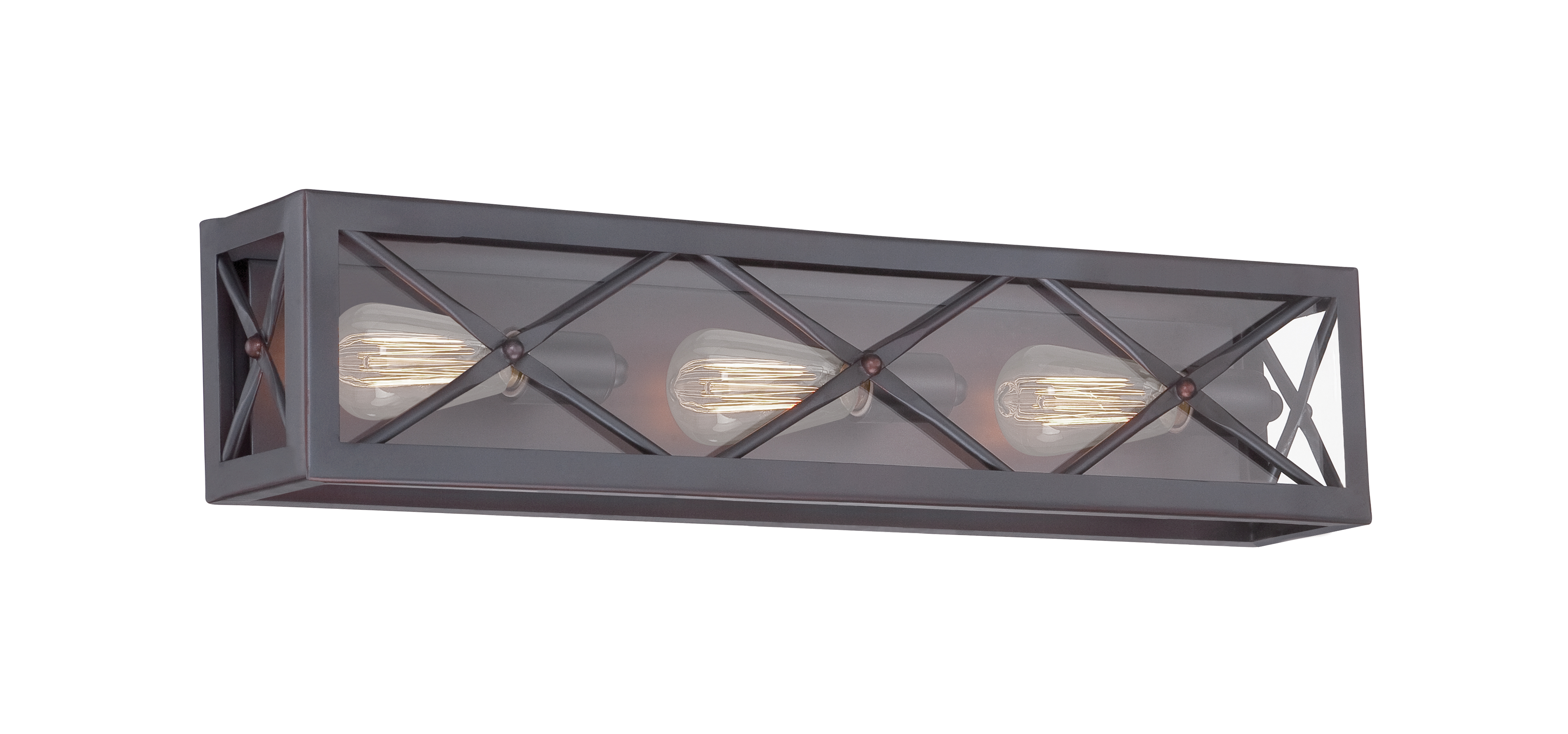 High Line 29in 3-Light Satin Bronze Industrial Indoor Vanity Light with Clear Glass Shade