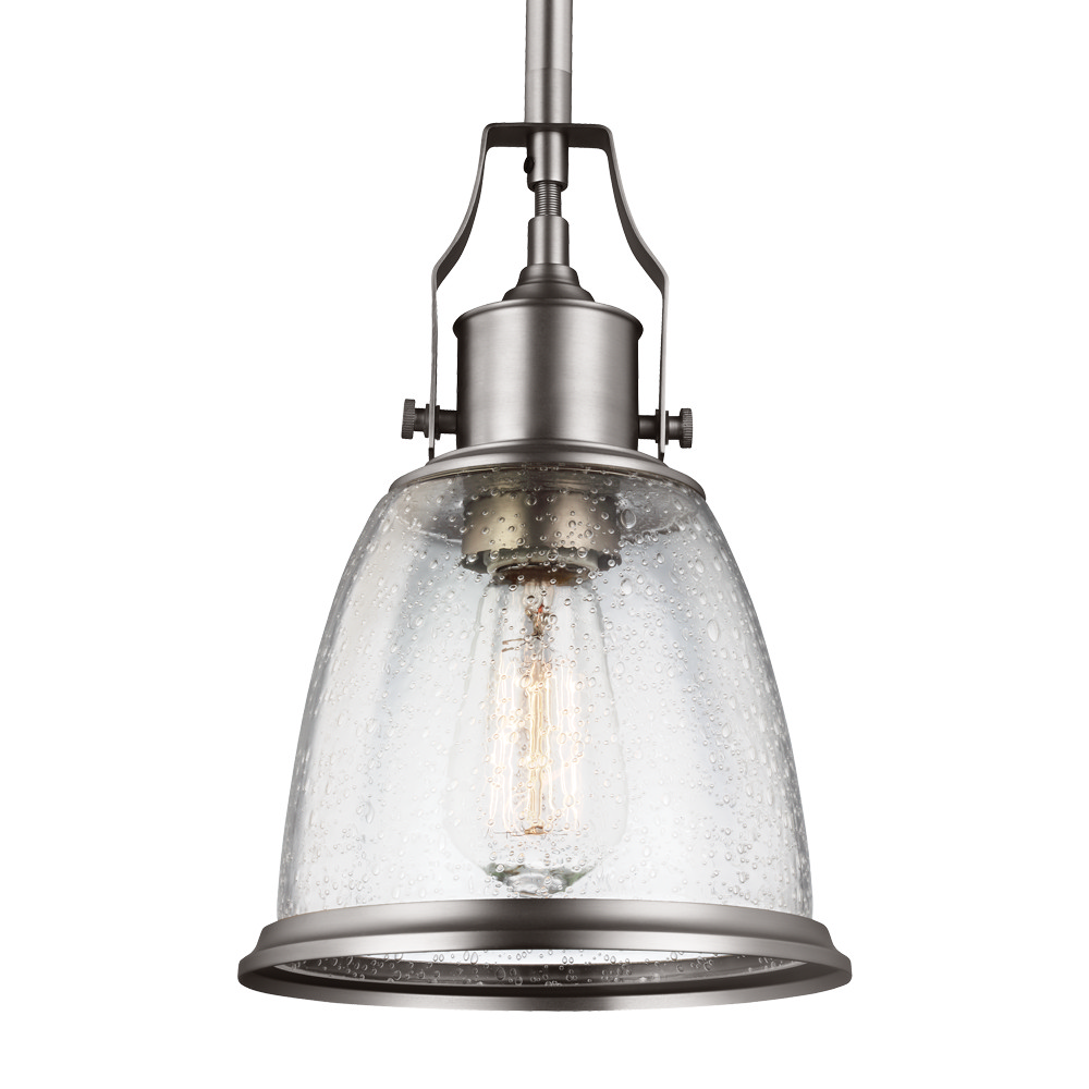 Generation Lighting. Hobson One Light Pendant in Satin Nickel - P1354SN