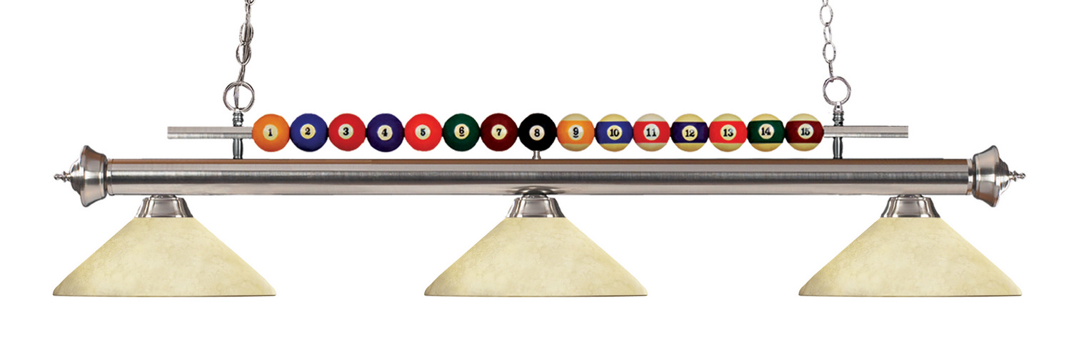 Three Light Billiard by Z-Lite - Shark Collection, Brushed Nickel Finish - 170BN-AGM14