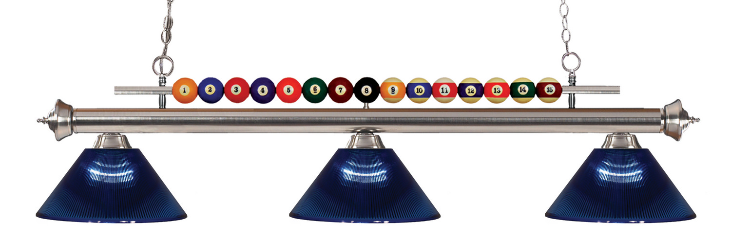 Three Light Billiard by Z-Lite - Shark Collection, Brushed Nickel Finish - 170BN-ARDB