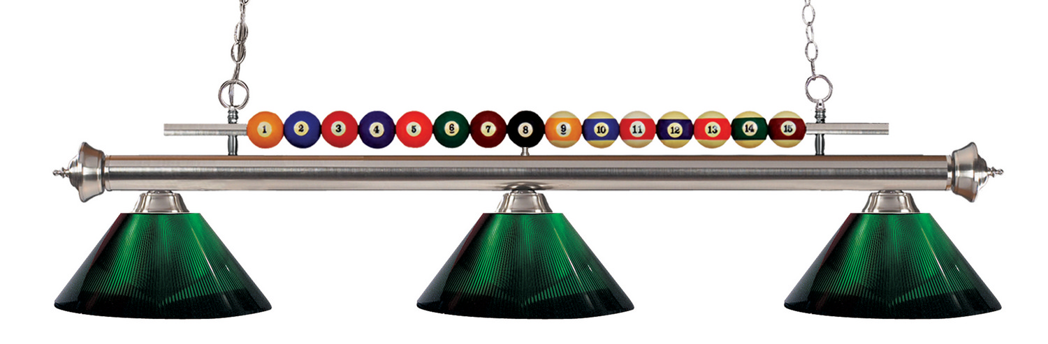 Three Light Billiard by Z-Lite - Shark Collection, Brushed Nickel Finish - 170BN-ARG