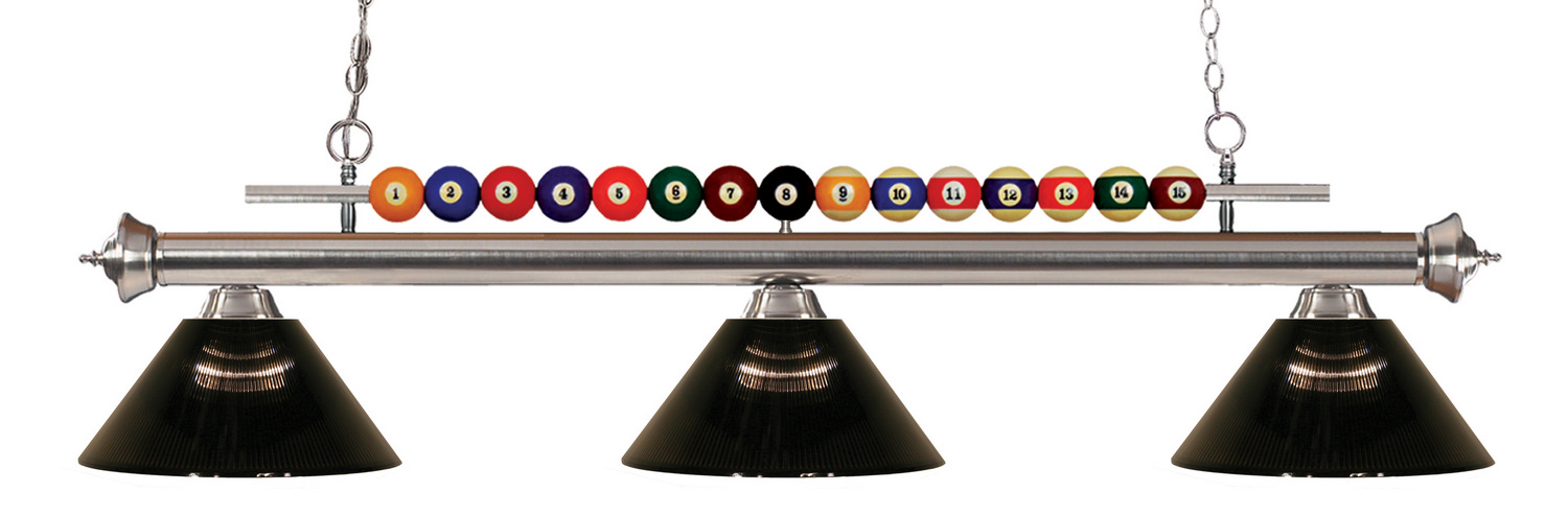 Three Light Billiard by Z-Lite - Shark Collection, Brushed Nickel Finish - 170BN-ARS