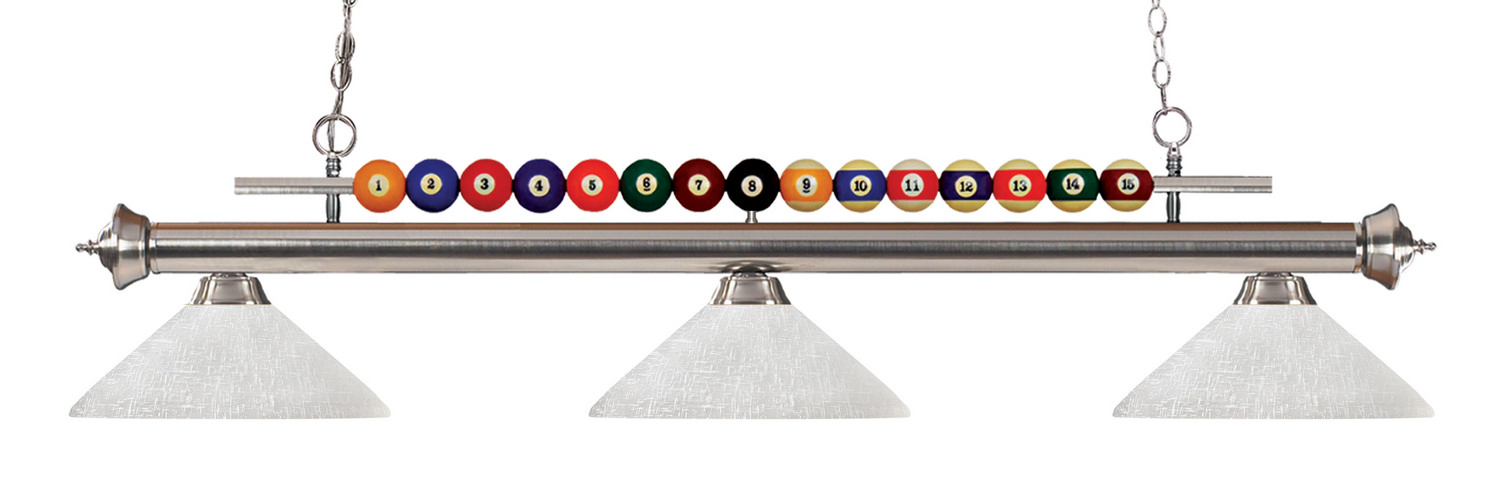 Three Light Billiard by Z-Lite - Shark Collection, Brushed Nickel Finish - 170BN-AWL14