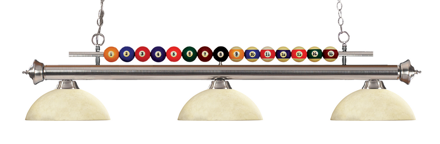 Three Light Billiard by Z-Lite - Shark Collection, Brushed Nickel Finish - 170BN-DGM14